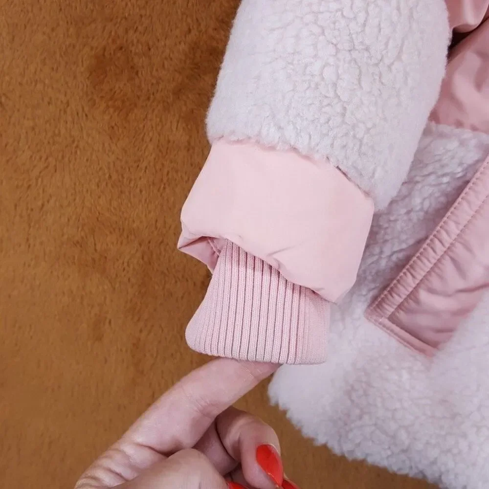 BABY BURBERRY Girls Puffer Coat Size 18M Pink Hooded Lined CALDER $545